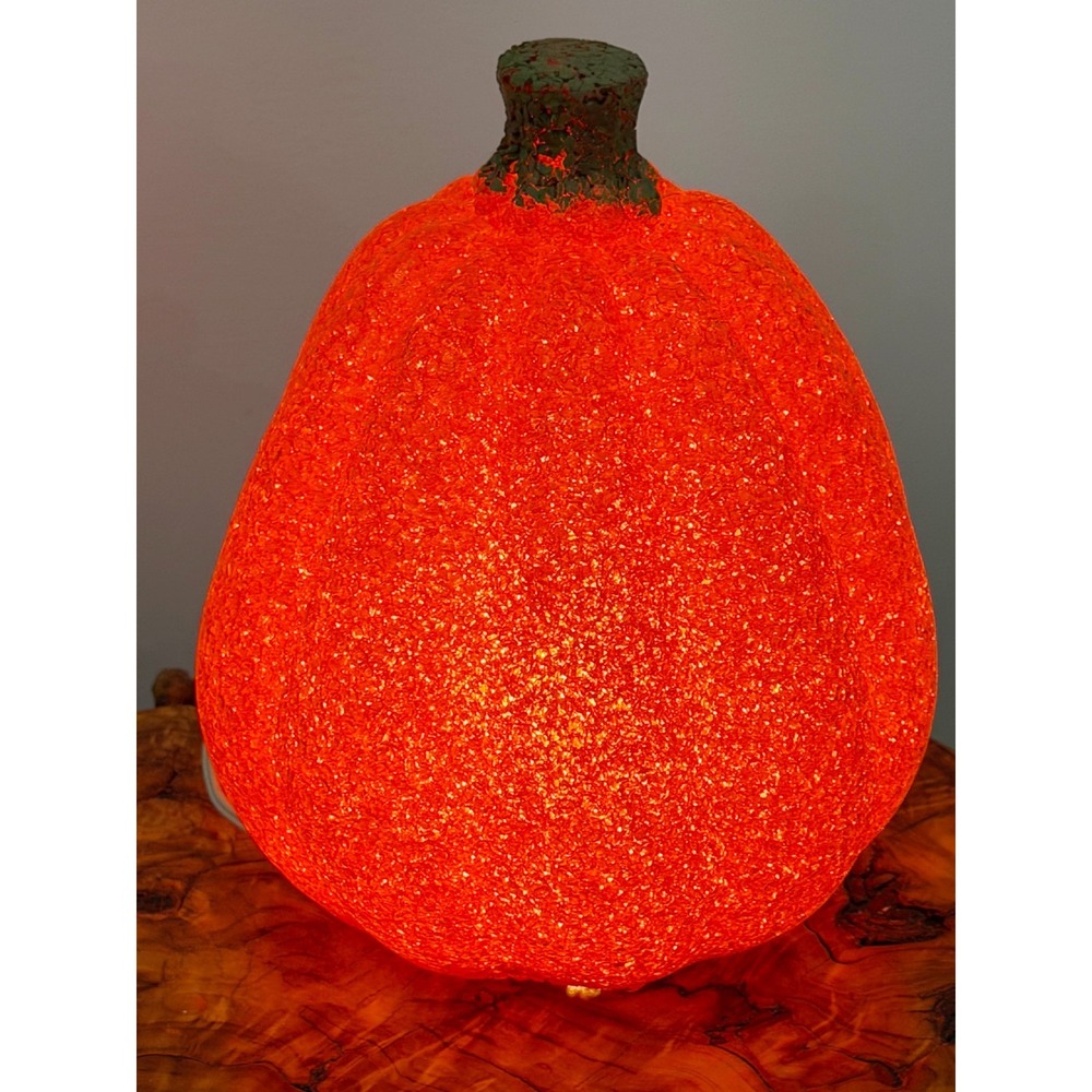 Vintage Melted Plastic Pumpkin 8.75" Light Up Jack O Lantern Smiling - Picture 5 of 7